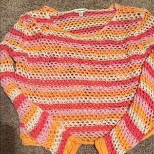 Francesca's Collections Multicolor Crochet Sweater